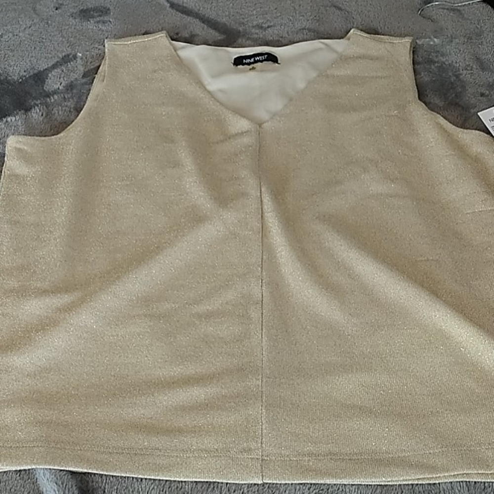 Nine West, Gold/Ivory Shimmery Tank, Sz XL